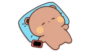 🐾 e0fb93ef ours, dormir, oreiller, paresseux, dessin animé, mignon, téléphone telegram sticker