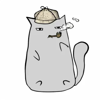 😑 a14294c9 kucing, detektif, pipa, merokok, kartun, topi telegram sticker