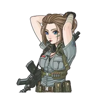 🎭 6d07d415 ragazza anime, soldato, militare, arma, guerriera, soldato donna telegram sticker