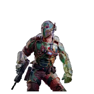 🎭 7b0cb9be soldato, pistola, elmetto, militare, arma, futuristico telegram sticker