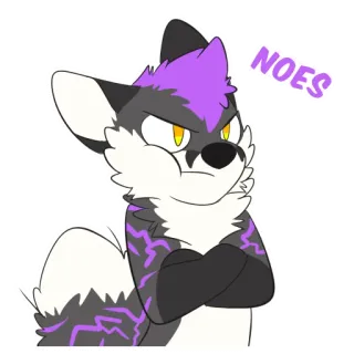 😡 2ea53a82 NOES 兽人, 动物, 狐狸, 卡通, 紫色, 白色, 灰色, 贴纸 telegram sticker
