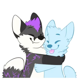 🤗 39784ddd 兽人, 拟人, 狐狸, 狼, 拥抱, 卡通, 友谊, 可爱 telegram sticker