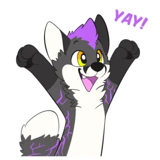 🎉 d250542e YAY! 兽人, 狐狸, 快乐, 庆祝, 卡通, 耶, 兴奋, 积极 telegram sticker