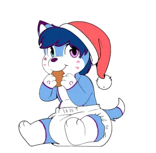 🍪 08924791 animal, dog, puppy, diaper, furry, christmas, santa hat telegram sticker
