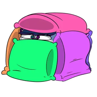 👑 23ebfd11 pillow, sleep, cartoon, face, cushion, eyes telegram sticker