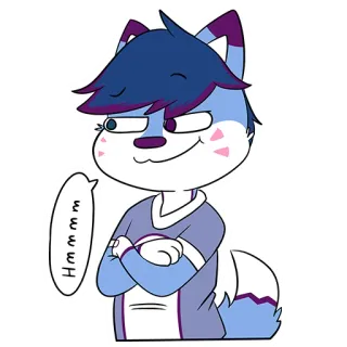 😜 23ef3bf5 HEEEEH cartoon, character, anthropomorphic, fox, furry, smug telegram sticker