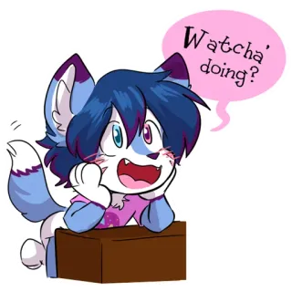 😉 353a96e9 Watcha' doing? cartoon, furry, anthro, animal, cute, question telegram sticker
