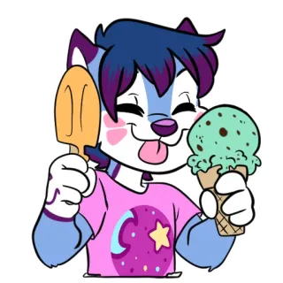 🍦 38539b9a furry, ice cream, popsicle, cartoon, cute, animal, dessert telegram sticker