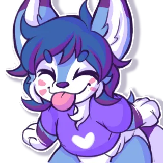 😜 46bb600a furry, anthropomorphic, cartoon, animal, cute, happy telegram sticker