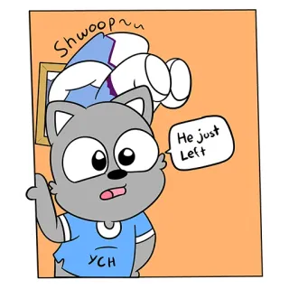 😅 4b2422f0 Shwoop~~ He just Left cartoon, animal, character, funny, humor telegram sticker