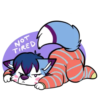 😴 6f17a205 NOT TIRED animal, cat, sleepy, not tired, cartoon, sticker telegram sticker