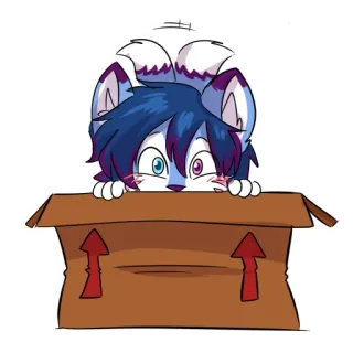 😇 8091e277 cartoon, animal, box, furry, cat telegram sticker