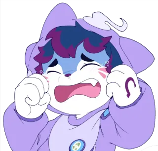😭 a50bbf99 crying, sad, animal, cartoon, purple, hoodie, tears telegram sticker