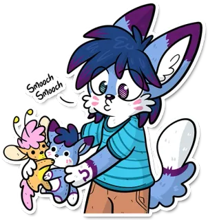 😚 c07de893 Smooch Smooch cartoon, animal, cute, furry, hugging, smooch telegram sticker