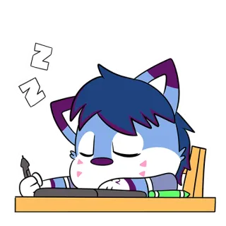 🛏 d1b269bc sleeping, tired, cartoon, animal, desk, zz, cute telegram sticker