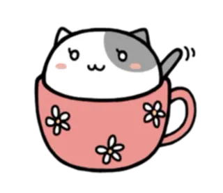 😊 38809464 kot, filiżanka, filiżanka do herbaty, kawaii, słodki, zwierzę, naklejka telegram sticker