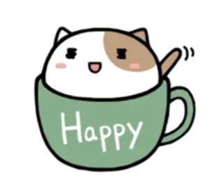 😋 585a8b63 Happy kot, szczęśliwy, słodki, kubek, kawaii, zwierzę telegram sticker