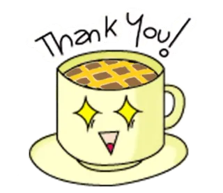 🙏 73252a2f Thank You! terima kasih, kopi, cangkir, imut, kawaii, minuman whatsapp sticker
