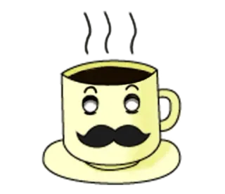 ☕ e2adf14f kopi, cangkir, minuman, kumis, minuman panas, kartun whatsapp sticker