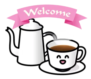 🤗 06a24071 Welcome 환영, 커피, 차, 컵, 귀여운, 인사 telegram sticker