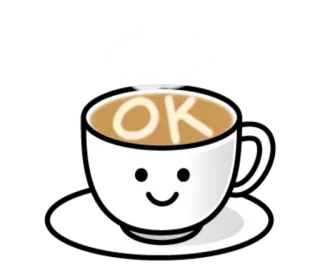 ⭕ 37e83a1e OK 커피, 컵, OK, 이모지 telegram sticker