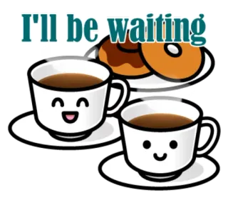 🙂 fe433e82 I'll be waiting 커피, 기다림, 도넛, 귀여운, 아침 telegram sticker