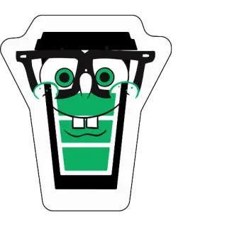 😎 883b868b Kaffee, Cartoon, Nerd, Brille, Tasse, Grün, Lustig whatsapp sticker