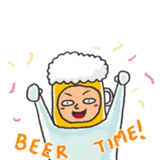 🍻 2cda03dd BEER TIME! bier, alcohol, feest, party, plezier, drankje, cartoon telegram sticker