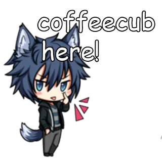 🐶 4f8b7b21 coffeecub here! Anime stijl, Chibi, Wolf, Schattig, Digitale kunst telegram sticker