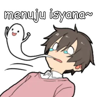 😱 b907a4e8 menuju isyana~ Cartoon, Anime, Spook, Jongen, Verdrietig telegram sticker