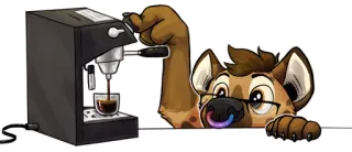 ☕ 2119dabe สัตว์, กาแฟ, การ์ตูน, เฟอร์รี่, ไฮยีน่า, มานุษยรูปนิยม telegram sticker