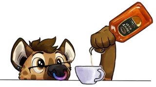 ☕ 3dc4ed1e เฟอร์รี่, ไฮยีน่า, กาแฟ, LGBT, การ์ตูน, น่ารัก telegram sticker