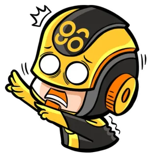 😱 07c23e85 ステッカー, 漫画, ロボット, 黄色, ヘルメット, 怖い, 不安, 緊張 telegram sticker