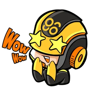 🤩 3d3372cc Wow Wow 漫画, ワオ, 黄色, 星, ヘルメット, 可愛い, お祝い telegram sticker
