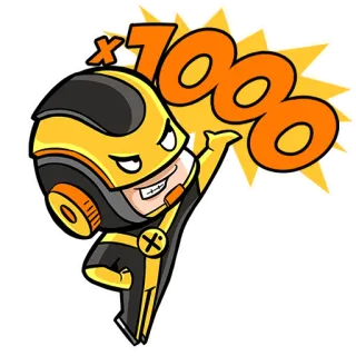 🌘 7b2f192c x1000 漫画, スーパーヒーロー, キャラクター, x1000, パワー, エネルギー, シンボル telegram sticker