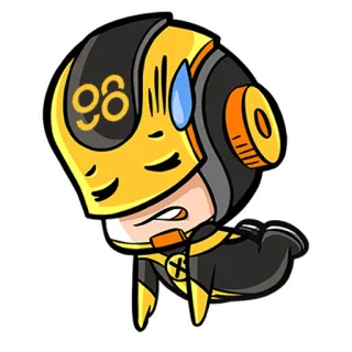 😢 b2df97f8 ステッカー, 漫画, ヘルメット, 汗, キャラクター, 疲れた, 心配 telegram sticker