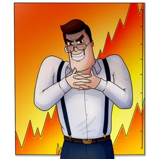 😆 6e606957 business, finance, evil, cartoon, man, plotting, graph, stock market telegram sticker