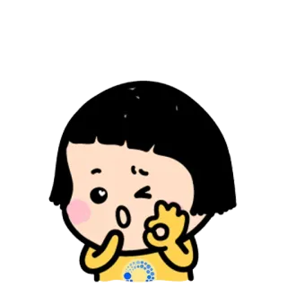 👌 23f8889a 卡通, 角色, 女孩, 插图, 好的, 眨眼 telegram sticker