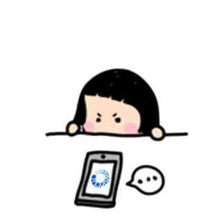 😚 6581af17 女孩, 卡通, 手机, 等待, 加载中 telegram sticker