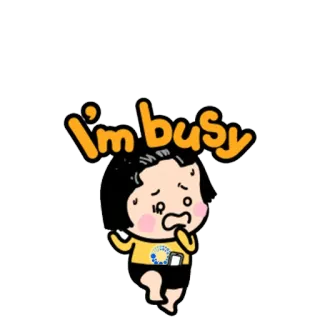 😨 935437e4 I'm busy 忙碌, 卡通, 角色, 贴纸 telegram sticker