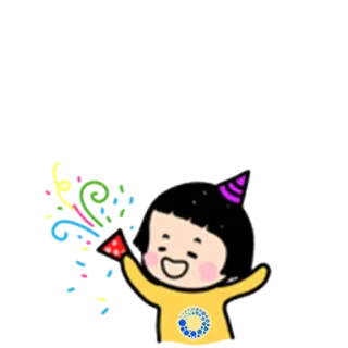 😊 beb73252 卡通, 庆祝, 五彩纸屑, 派对, 乐趣 telegram sticker