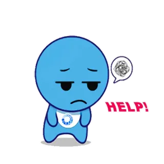 😰 a01409a8 HELP! triste, azul, personagem, ajuda, angustiado, preocupado telegram sticker