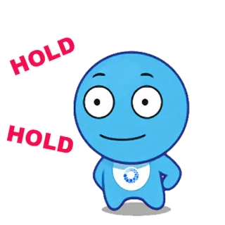 😌 f5ee8553 HOLD HOLD espera, aguardando, azul, desenho animado, personagem telegram sticker