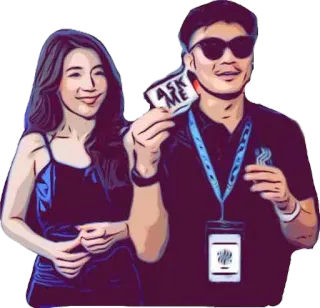 😏 5eb8e406 ASK ME 情侣, 问我, 人们, 友善, 微笑, 一起 telegram sticker