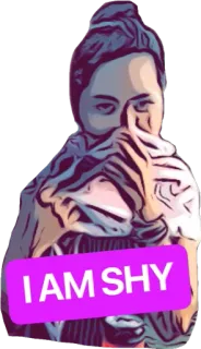 ☺️ 760ef5ac I AM SHY 害羞, 女人, 女孩, 姿势, 可爱, 贴纸 telegram sticker