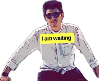 ⏳ 9ac9a048 I am waiting 男人, 等待, 太阳镜, 耐心, 休闲, 坐着 telegram sticker