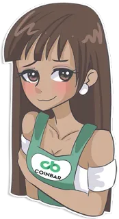 😳 7151f864 COINBAR anime girl, brunette, waitress, coinbar, cafe, service, digital coin telegram sticker