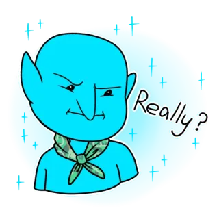🤔 9db334b2 Really? 질문, 표정, 의심, 만화, 파란색, 얼굴 telegram sticker