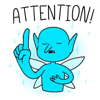 ☝️ a8357395 ATTENTION! 주의, 엘프, 요정, 반짝임, 경고 telegram sticker