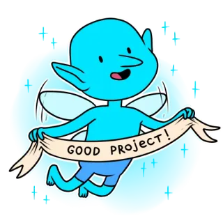 👍 ef01b926 GOOD PROJECT! 요정, 좋은 프로젝트, 만화, 판타지, 귀여운, 긍정적인, 캐릭터 telegram sticker